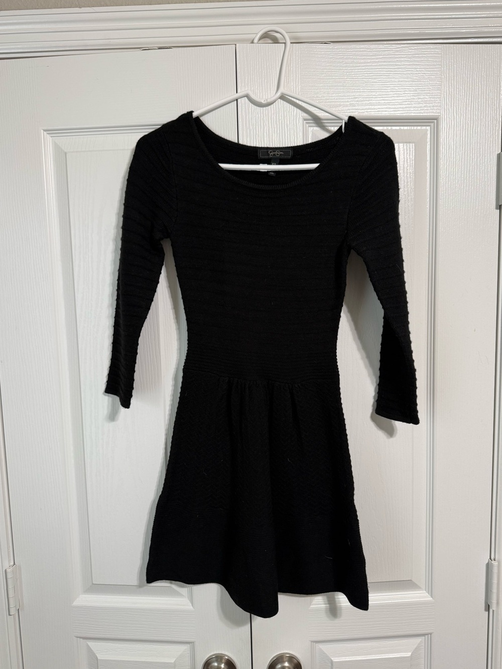 Jessica Simpson Black Fit-and-Flare Mini Sweater Dress
